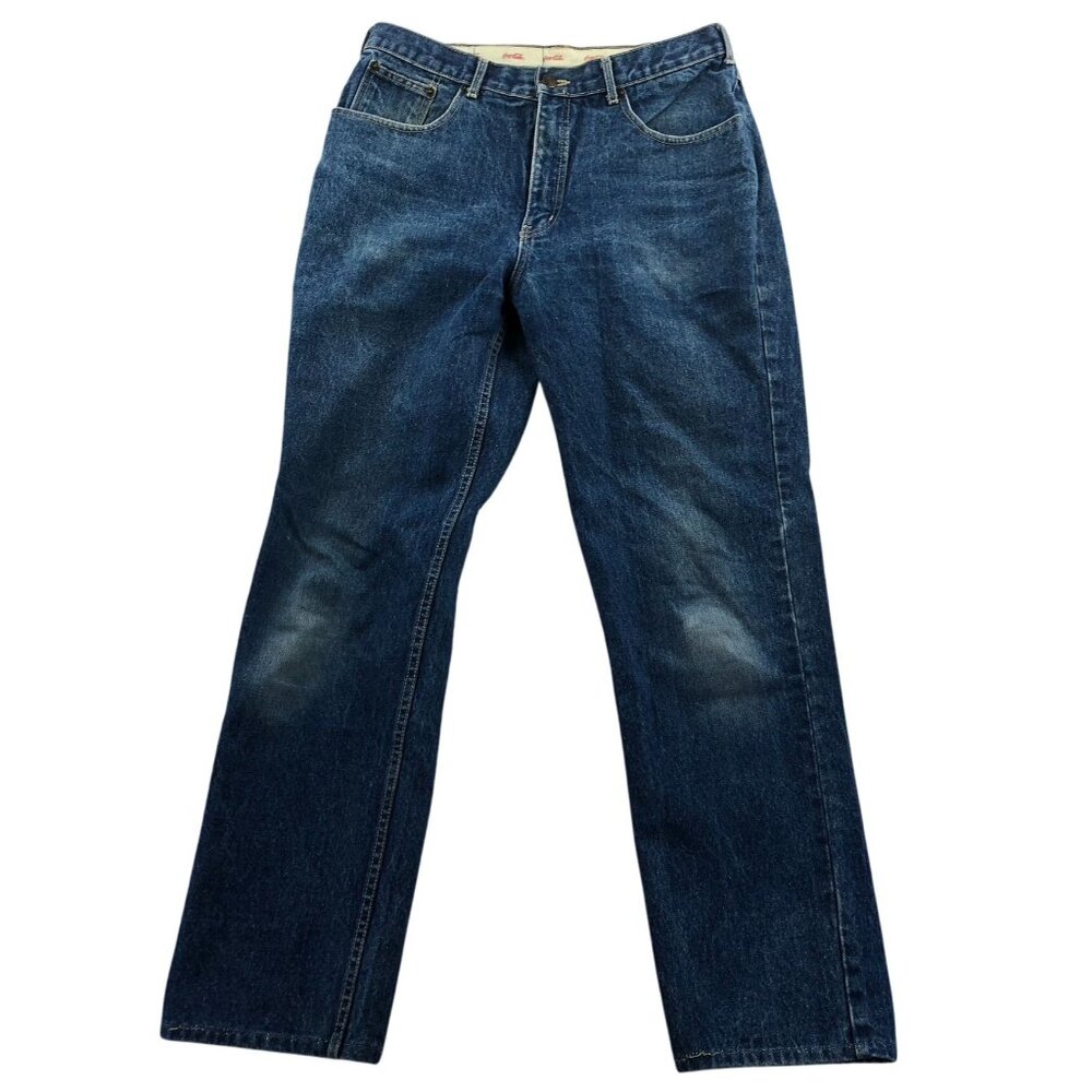 Vintage Coca-Cola Mens Jeans Size 33 Blue Denim Straight Classic Casual Cotton